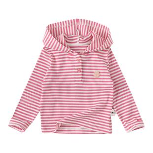 INSbobo男童春装T恤2026春季新款宝宝条纹长袖女童连帽T恤套头衫