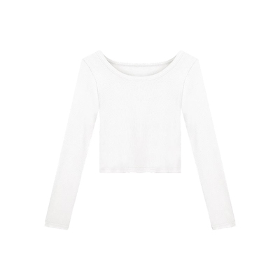 U领纯色显瘦打底衫弹力长袖上衣