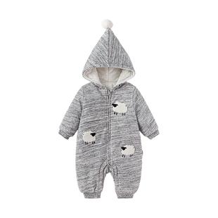 【清仓】babylove婴儿夹棉连体衣冬季连帽棉服外出哈衣宝宝冬装