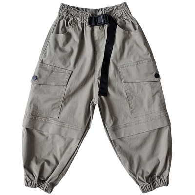 男童秋季牛仔裤2025新款儿童韩版豹纹休闲裤宽松阔腿秋装长裤潮