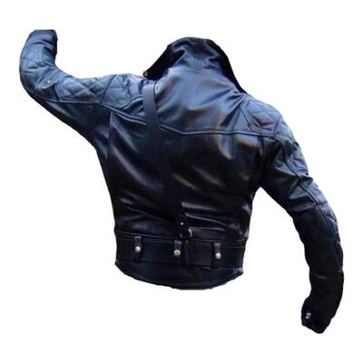 黑色真皮白兰度风短款夹克皮衣