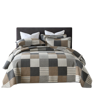 外贸美式2023双面全棉床盖三件套韩国绗缝被欧式纯棉四季通用床单