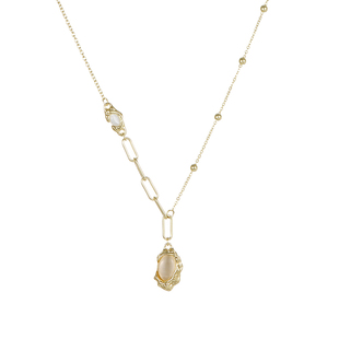 金色白母贝吊坠项链配饰女高级感复古锁骨链轻奢小众甜酷链子夏天