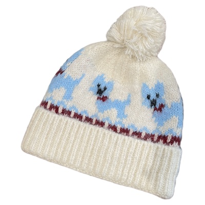 费尔岛复古新款保暖护耳针织帽女