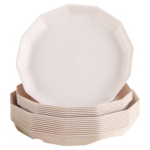 过年一次性盘子稻壳餐具家用餐盘食品级加厚加硬耐高温菜盘炒菜盘