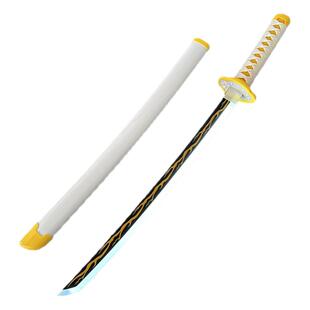 鬼灭之刃发光充电日轮刀炭治郎居合木刀带鞘儿童短款玩具未开刃