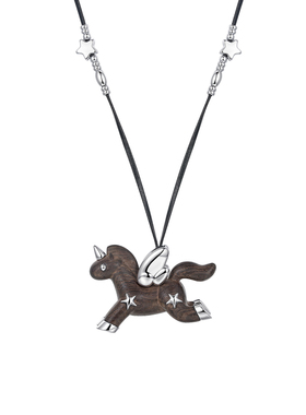 FWISH实木小马皮绳项链设计师款