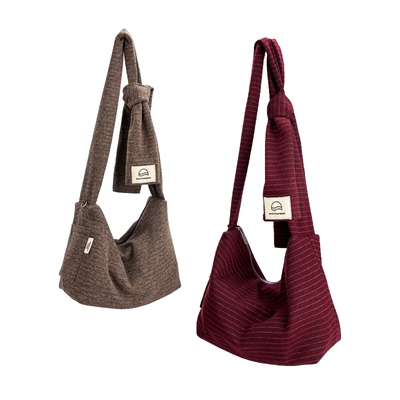 小众杂纱针织面料单肩斜挎运动