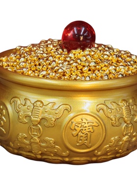 黄铜八福双鱼聚宝盆摆件招财聚宝