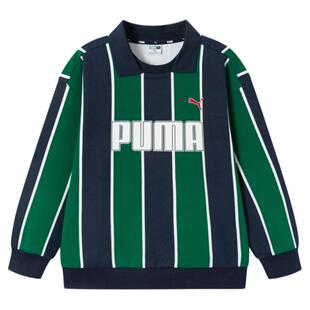 PUMA彪马童装新款儿童男童秋季长袖卫衣球衣风格条纹运动圆领外套