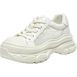 百思图2025夏季新款时尚潮流运动小白鞋厚底增高女休闲鞋E5687BM5