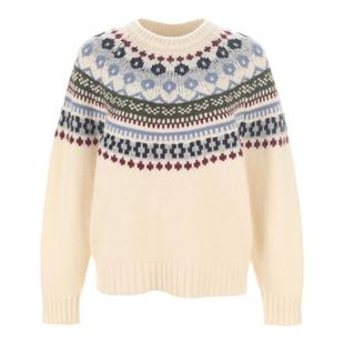 wana try纯羊毛北欧费尔岛圆领毛衣秋季新款休闲百搭软糯针织上衣