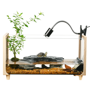 玻璃木纹乌龟缸生态造景带晒台别墅家用客养龟的专用饲养缸小鱼缸