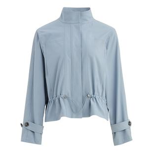 [商场同款]治愈系美学LANDI以太蓝收腰立领短外套女2025春新品