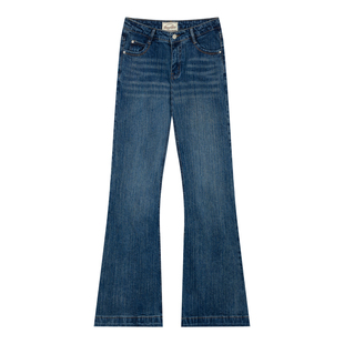 橘子树在哪儿复古低腰竹节喇叭牛仔裤女夏季辣妹弹力显瘦马蹄裤子