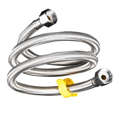 4分304不锈钢编织水管双头螺母热水器马桶水龙头防爆冷热进水软管