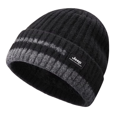 jeep吉普保暖针织羊毛帽子男士冬