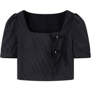 太平鸟女装新中式套装2025夏新款方领国风连衣裙气质提花盘扣裙子