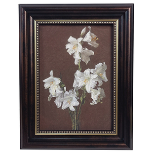 拉图尔百合花朵油画桌面摆件挂墙装饰画客厅卧室法式美式复古相框