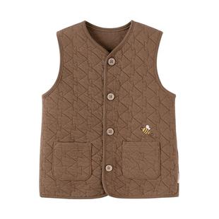 junejunior儿童马甲秋冬季背心男女童入秋可外穿三层保暖夹棉坎肩
