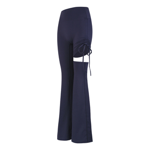 拍朵高腰微喇瑜伽裤女镂空透气跑步健身裤高弹提臀性感运动长裤新