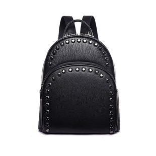 真皮双肩包女2025新款大容量双肩背包女士通勤铆钉头层牛皮小背包