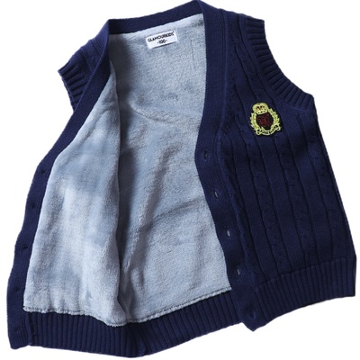 加绒加厚保暖针织开衫儿童马甲