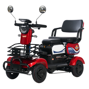 新款电动四轮车老年人残疾人家用拨杆小型双人代步车小巴士电瓶车