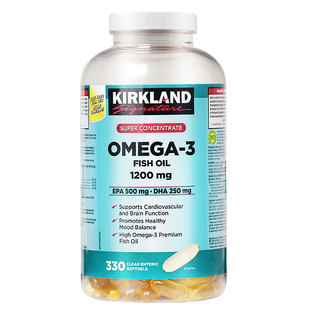 加拿大进口柯克兰Kirkland成人浓缩天然深海鱼油Omega-3软胶330粒