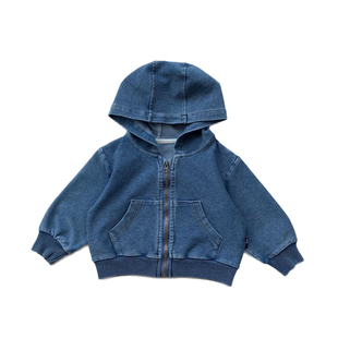 男童套装2026新款针织牛仔连帽外套白色T恤宝宝休闲裤三件套洋气