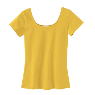 炅妍U领上衣黑色短袖t恤女夏季绿色t血夏装运动打底衫荧光绿小衫