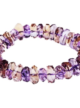 雁唐天然紫黄晶手链男女鸳鸯刻面