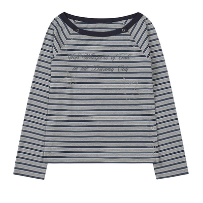 ILLIGO 25冬新款按扣调节露肩长袖T恤辣妹一字领上衣韩国代购