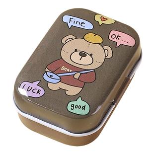 可爱迷你马口铁带盖收纳盒卡通铁盒创意空盒子便携式糖果小型药盒