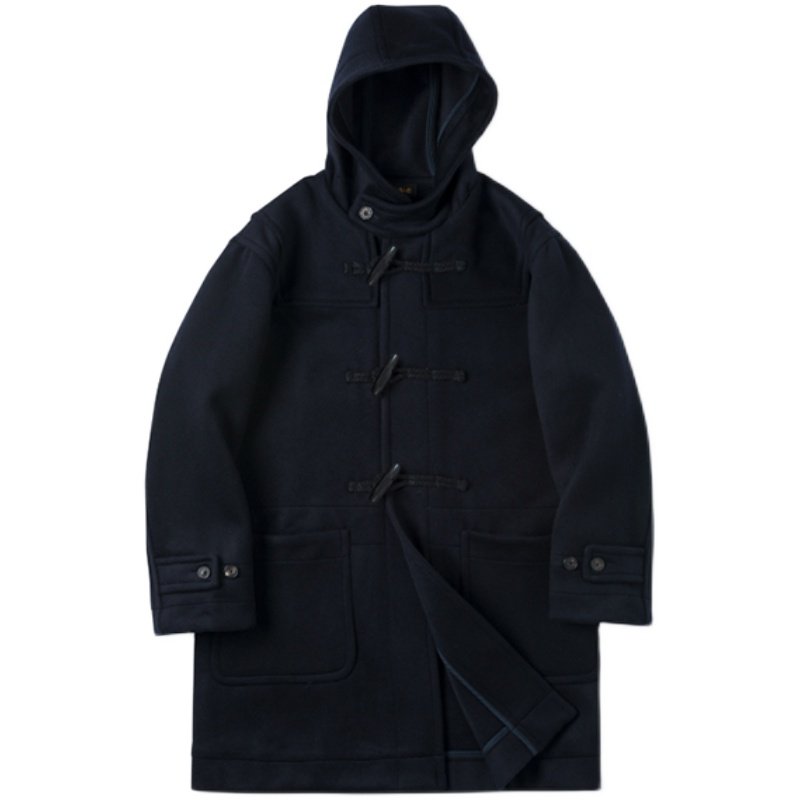 NATIVEWELL Duffle coat 复古美丽诺羊毛重磅渔夫大衣木质纽扣