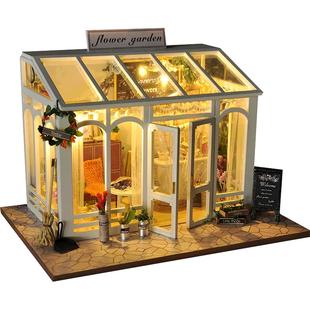 diy小屋手工拼装花房迷你房子微缩场景模型玩具积木拼图生日礼物