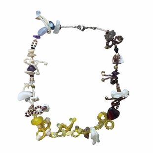 READY TO SWEAR 跳舞兰 小众设计天然石拼色海边度假手工串珠项链