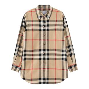 【甄品精选】BURBERRY博柏利 女士棉质格纹休闲长袖衬衫 8071338