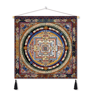 西藏尼泊尔唐卡挂布藏式坛城佛龛装饰布入户玄关聚财坛城方形壁画