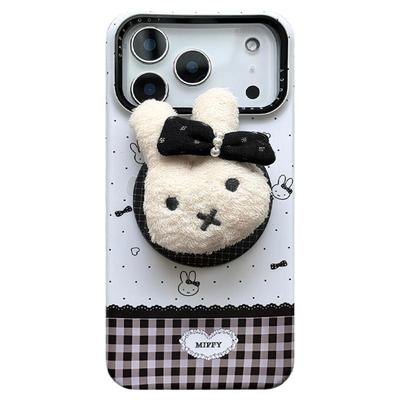 毛绒米菲兔磁吸支架苹果手机壳女