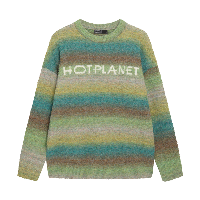 【明星同款】HOTPLANET毛衣男新款秋冬条纹宽松慵懒女羊毛针织衫