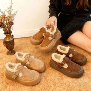 一脚蹬棉鞋 加绒保暖全包雪地棉鞋 F06 女2025秋冬新款 厚底棉鞋