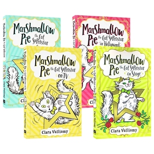 英文原版 Marshmallow Pie the Cat Superstar on TV in Hollywood 棉花糖 · 派 超级巨星猫4册 漫画插图 桥梁读物 初级章节小说