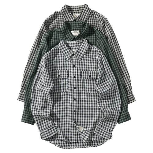 休闲衬衣男女美式复古工装薄款透气春秋黑白格子男士百搭长袖衬衫