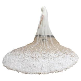 新娘头纱主婚纱头饰花瓣大教堂长拖尾头纱高级结婚白纱主纱配饰