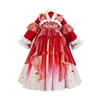 女童汉服2025新款冬装女喜庆新年衣服唐装过年服儿童古装拜年服冬