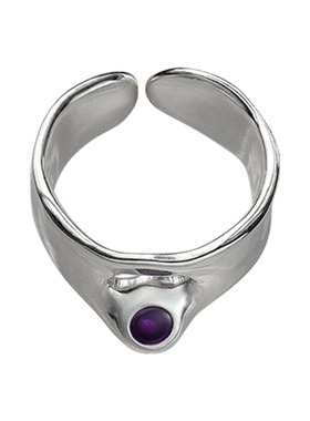 白矮星向内戒指紫水晶925银