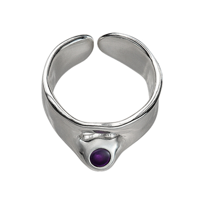 白矮星向内戒指紫水晶925银