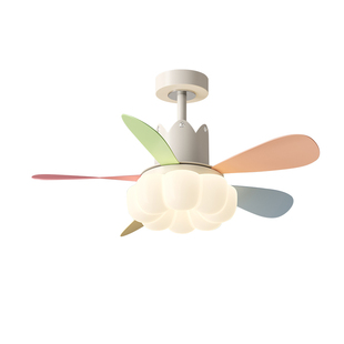 儿童房风扇吊灯奶油风马卡南瓜吊灯智能变频一体卧室餐厅电扇灯