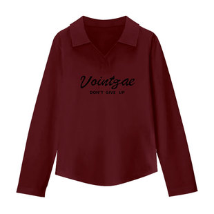 纯棉长袖潮流T恤女秋冬女装简约减龄遮肉印花百搭休闲上衣